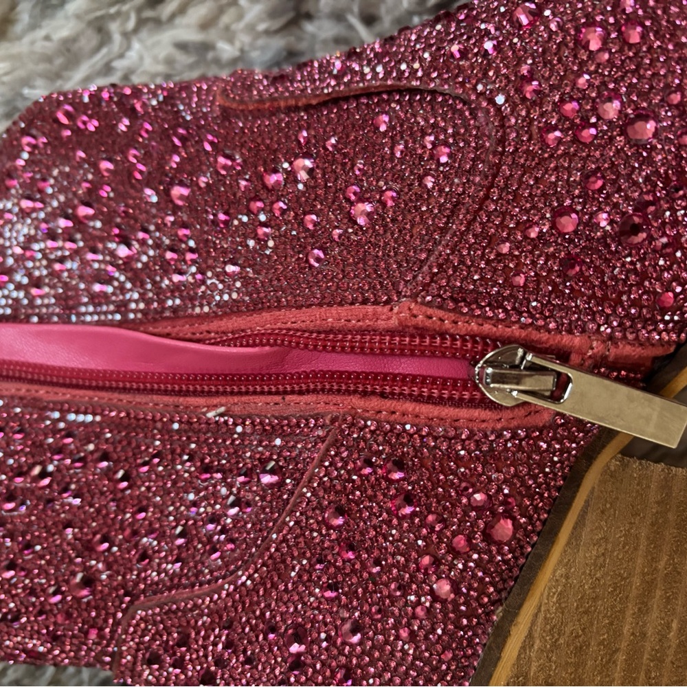 Pink Rhinestone Ankle Boots - Picture 7 of 7